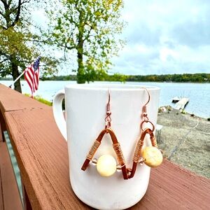 Boho handmade copper earrings
